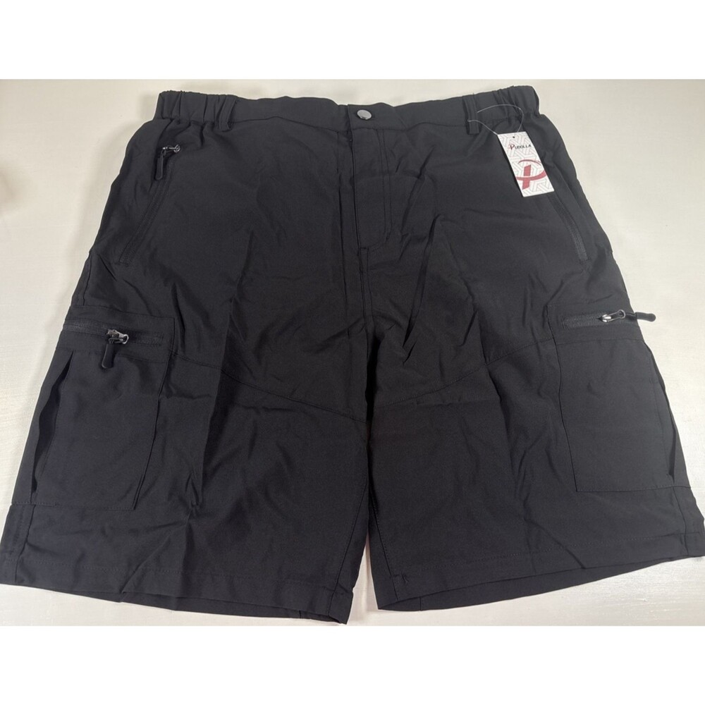 Pudolla Men's Hiking Cargo Shorts 9" Pockets Black Size XL